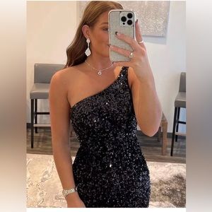 One Shoulder Sequin Homecoming Dress Short Bodycon Backless Cocktail mini dress